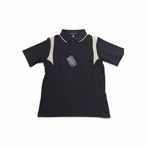 Devon & Jones Men's Polo Shirt Black Gray Colorblock Short Sleeve Cotton S